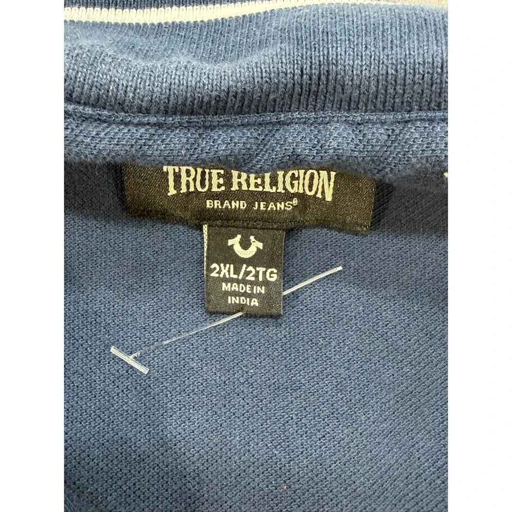 True Religon Blue White Polo Shirt Size 2XL